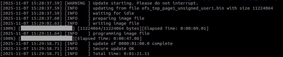 Firmware Upgrade using fpgas update command IMG