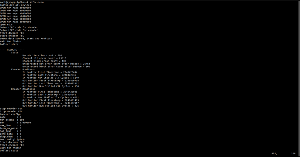 SDFEC User Application running on RFSoC image
